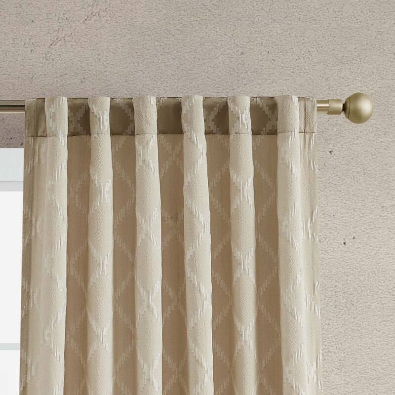 Jessica Simpson Lynee Textured Diamond Patterned Blackout Back-Tab Window Curtain Panel Pair with Tiebacks