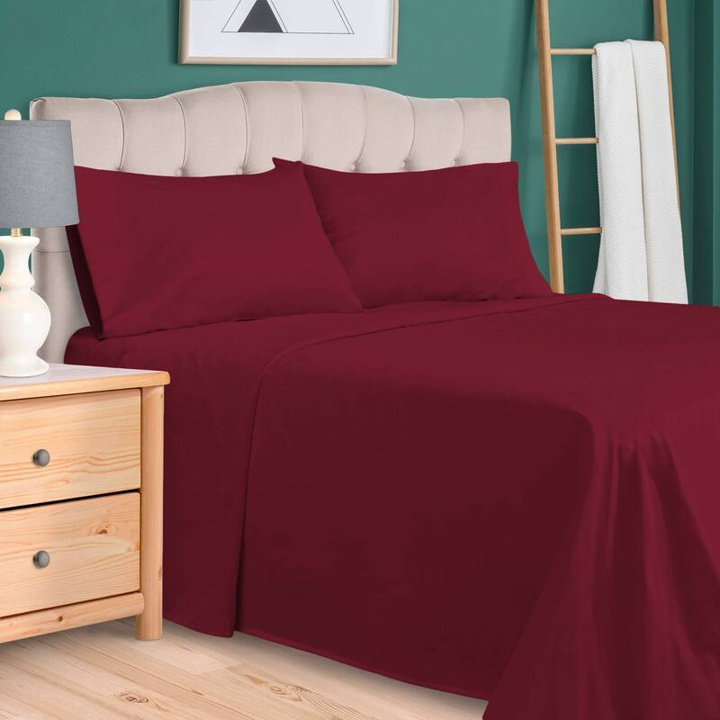 Superior Egyptian Cotton 700 Thread Count Eco-Friendly Solid Sheet Set - Queen - Burgundy