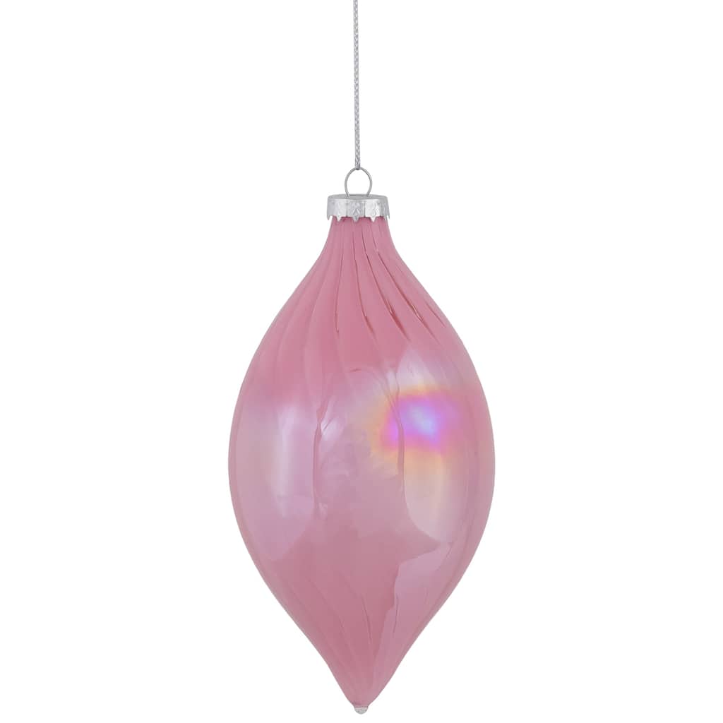 5.5" Pink Finial Christmas Glass Ornament