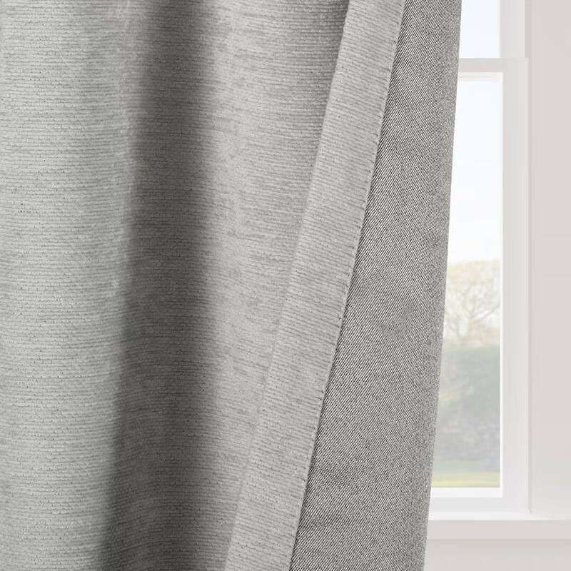 Chenille Solid Room Darkening Back Tab Single Curtain Panel