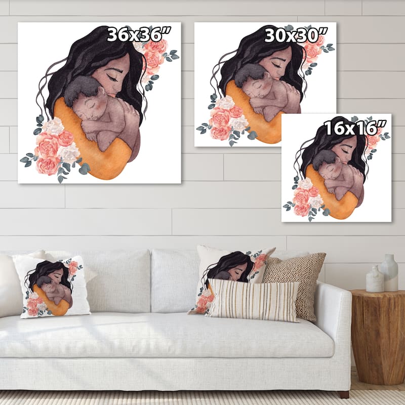 Designart "Young Pregnant Woman I" Glam Canvas Wall Art Print - 16 in. wide x 16 in. high