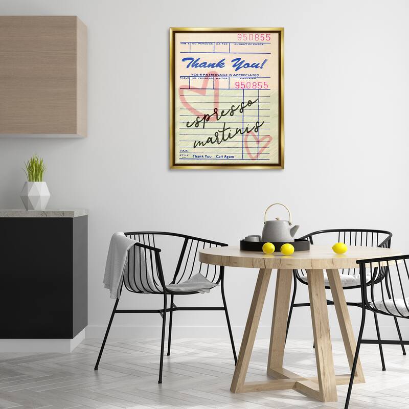 Stupell Espresso Martinis Guest Check Framed Floater Canvas Wall Art Design By Lil' Rue