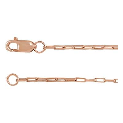 Curata 14k Rose Gold 1.2mm Paperclip style Chain Necklace (Lobster)
