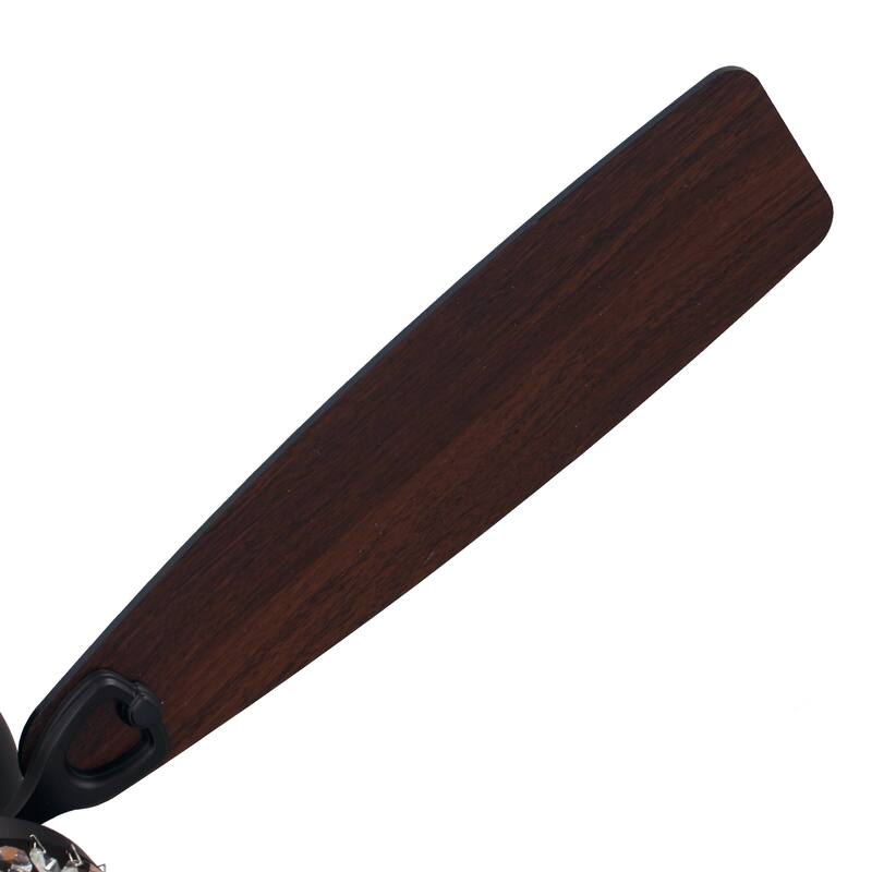 48" Bronze Wooden 5-Blade Crystal Flush Mount Ceiling Fan with Remote