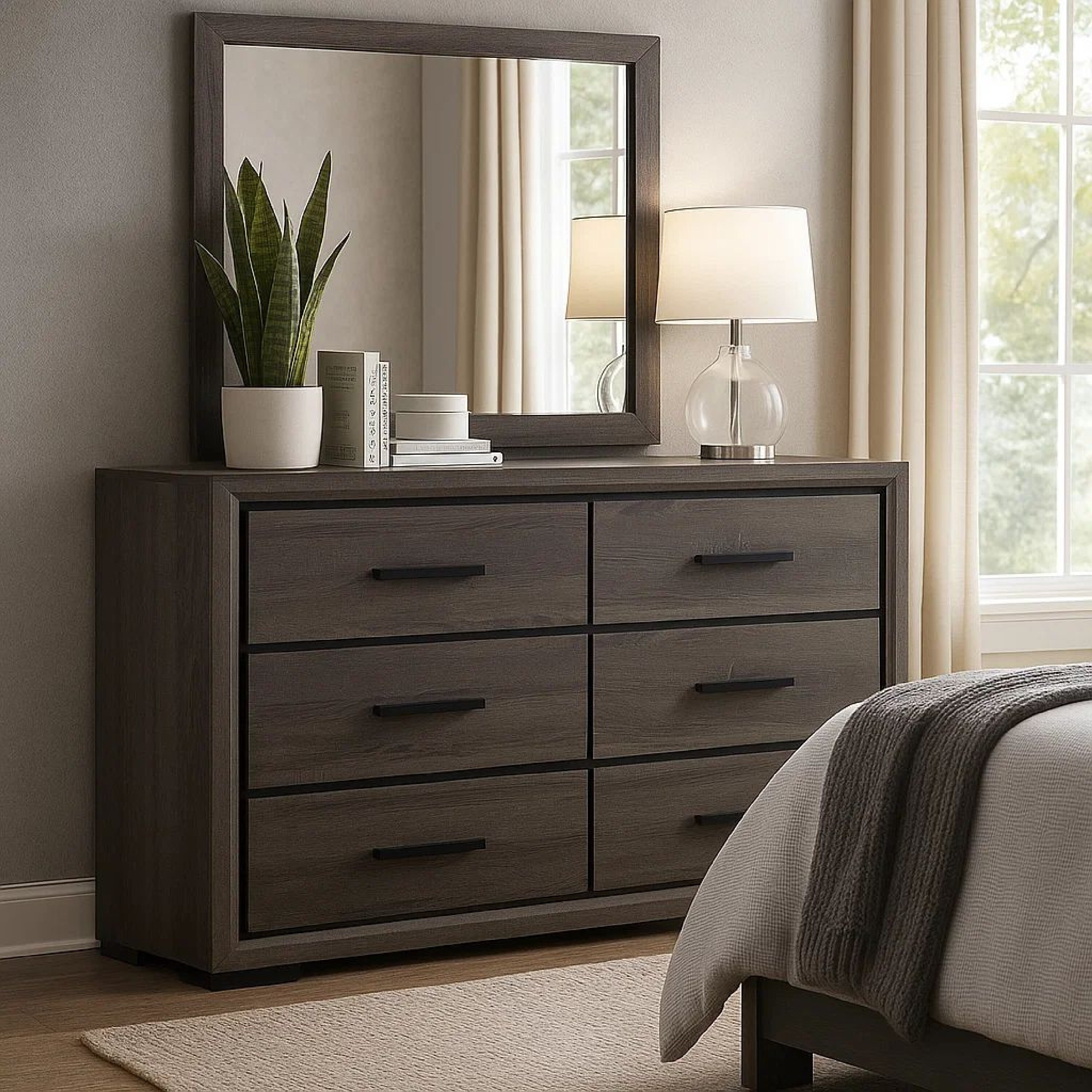 grey dresser with black handles Grey Dresser with Black Glazing - FunCycled