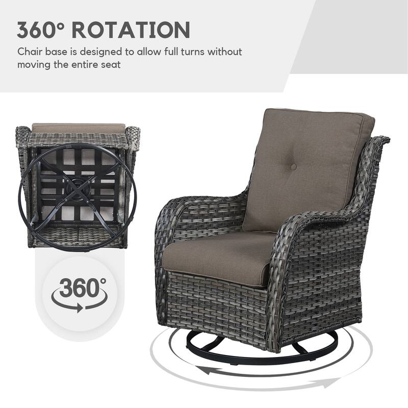 Gymojoy Patio Swivel Rocking Chair Coffee Table Set