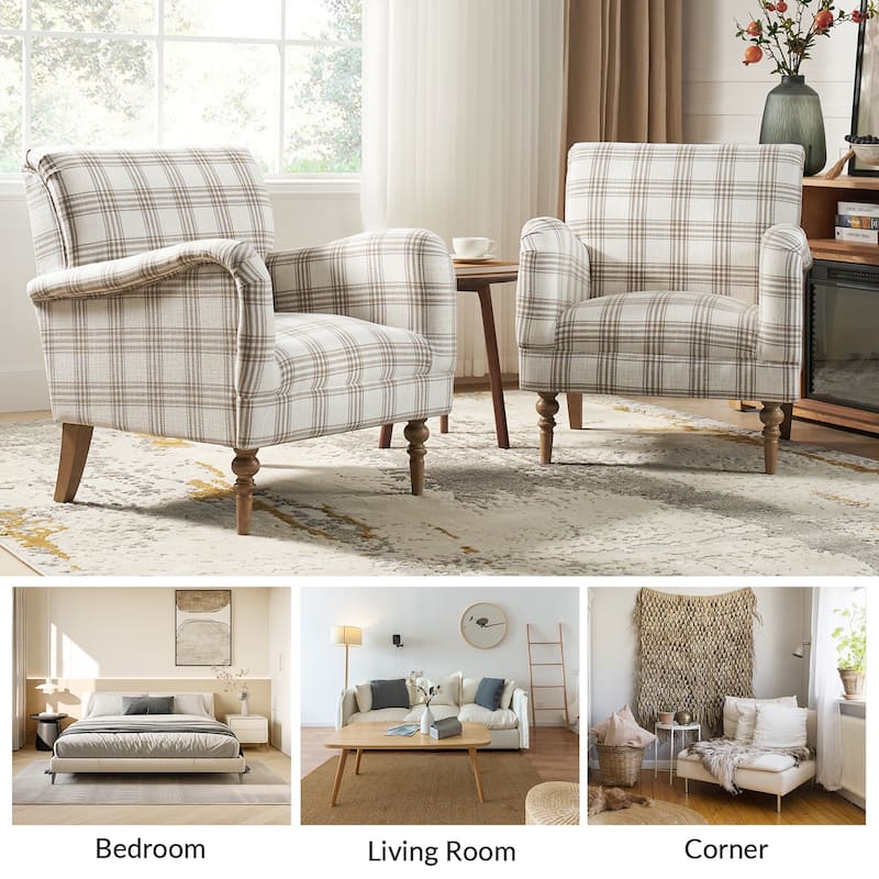 Mandan 29.5" Wide Traditional Accent Armchair with Solid Wood Legs Set of 2 by HULALA HOME