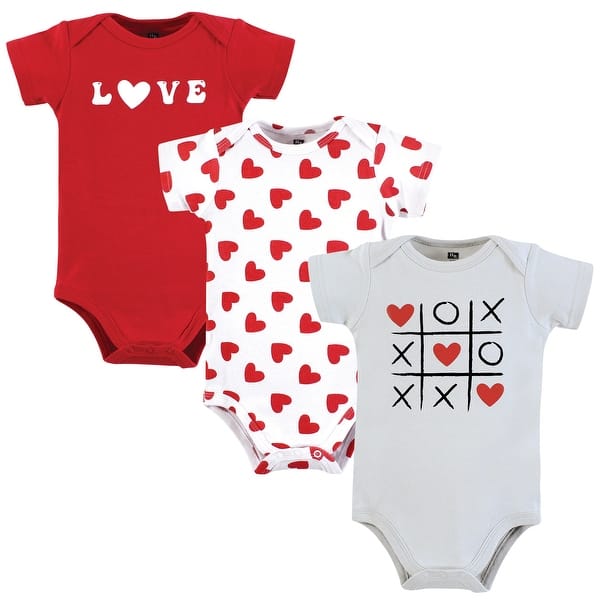 slide 1 of 1, Hudson Baby Infant Girl Cotton Bodysuits, Love Hearts 0-3 Months - Love Hearts