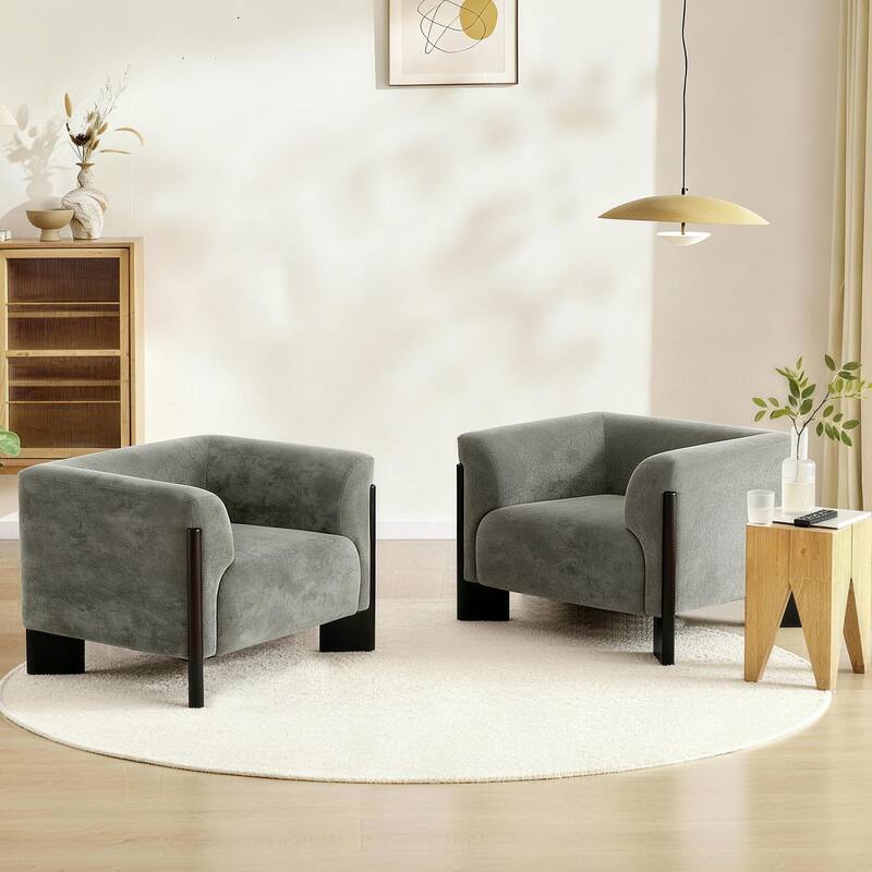 2 set Modern Upholstered Arm Club Chair - Grey