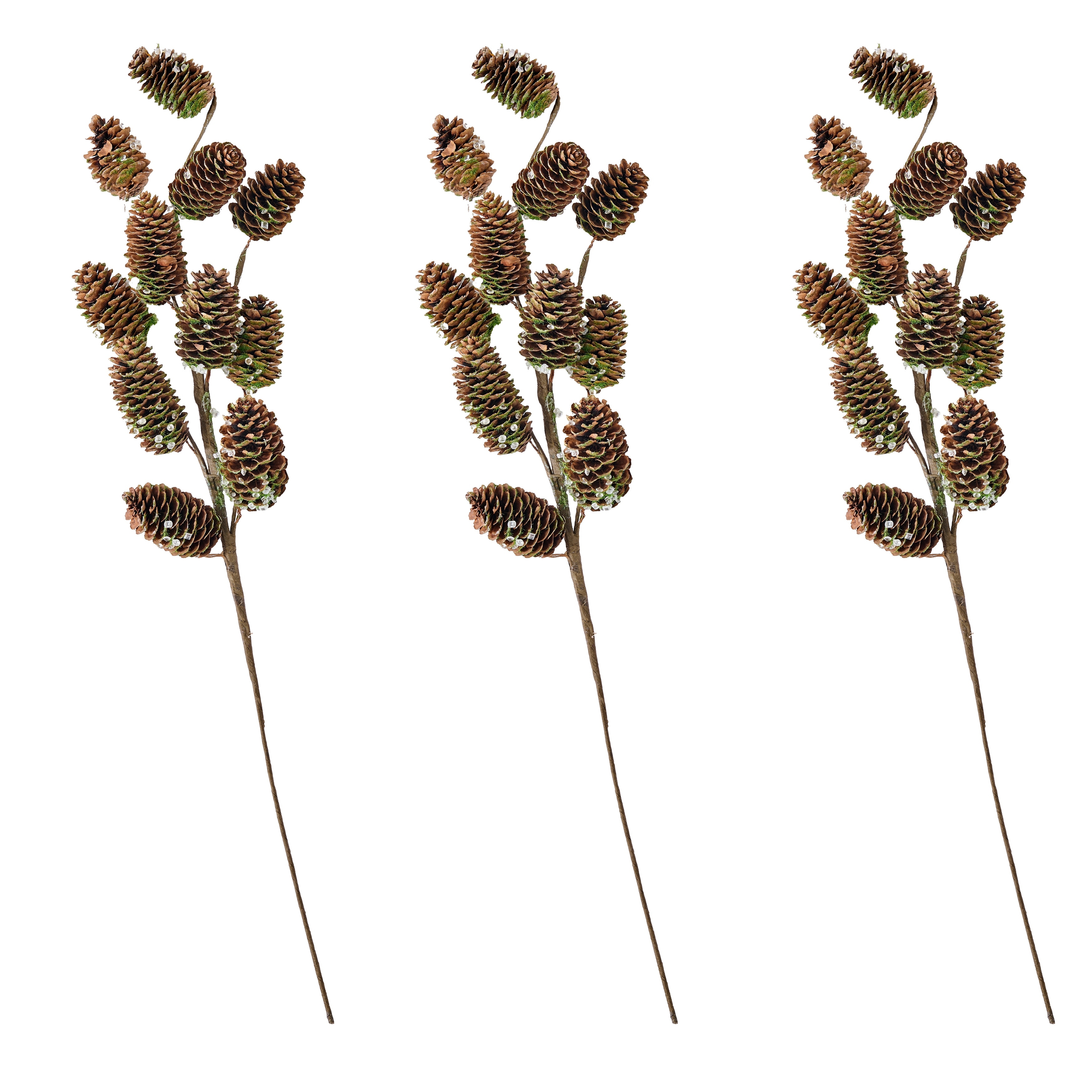 22" Icy Christmas Spruce Pine Cone Spray, Set of 3 - 22 in
