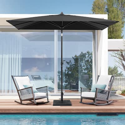 Crestlive 9 x 5 FT Crank-and-Tilt Patio Market Umbrella Outdoor Table Umbrella, Base Not Included