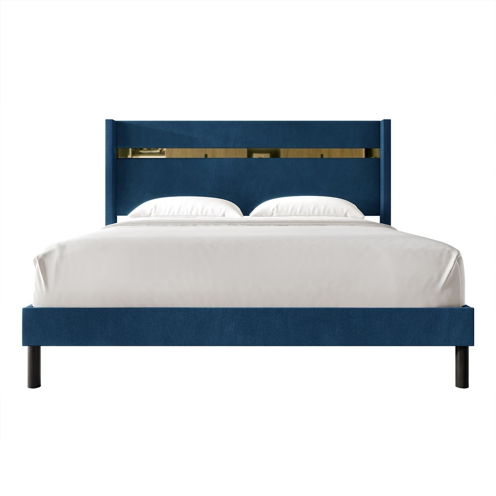 CraftPorch Glam Wingback Velvet Upholstered Bed