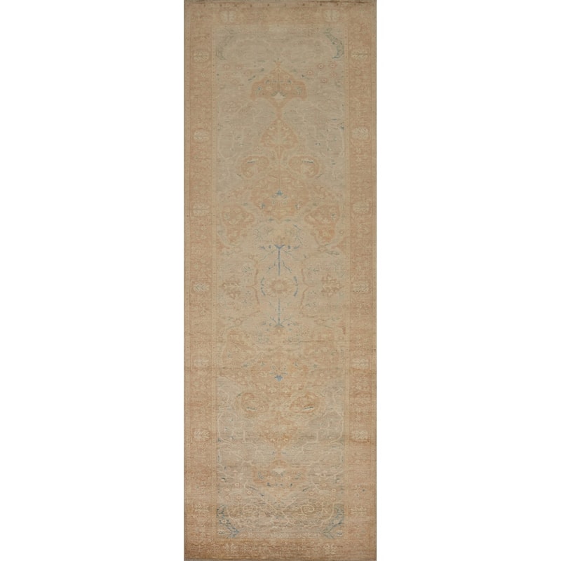 Hand Knotted Oriental 100% Wool Carpet Traditional Floral Brown Ziegler Runner Rug - 11' 8'' X 3' 1''