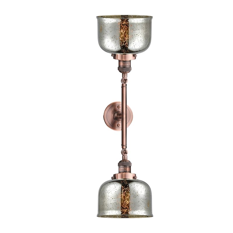 Innovations Lighting Large Bell 2 Light 23" Wide Bathroom Vanity Light - Antique Copper / Silver Plated Mercury