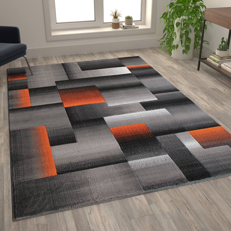 Modern Geometric Style Color Blocked Indoor Area Rug