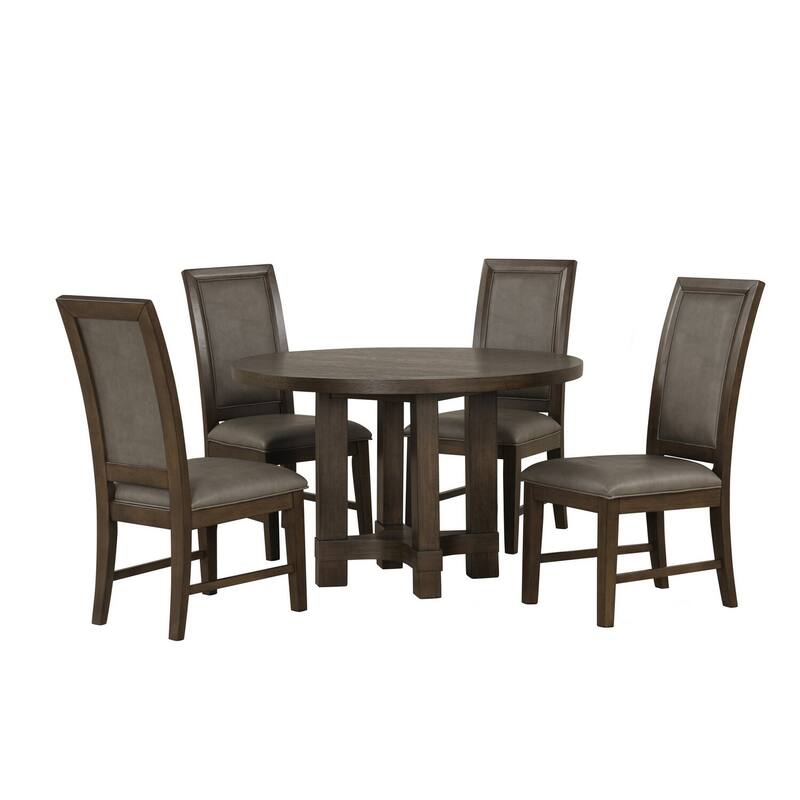 Brown/Gray Polyester Upholstered Wood Frame Dining Chair, Set of 2, Sturdy Dining Chair for Dining Rooms - 19