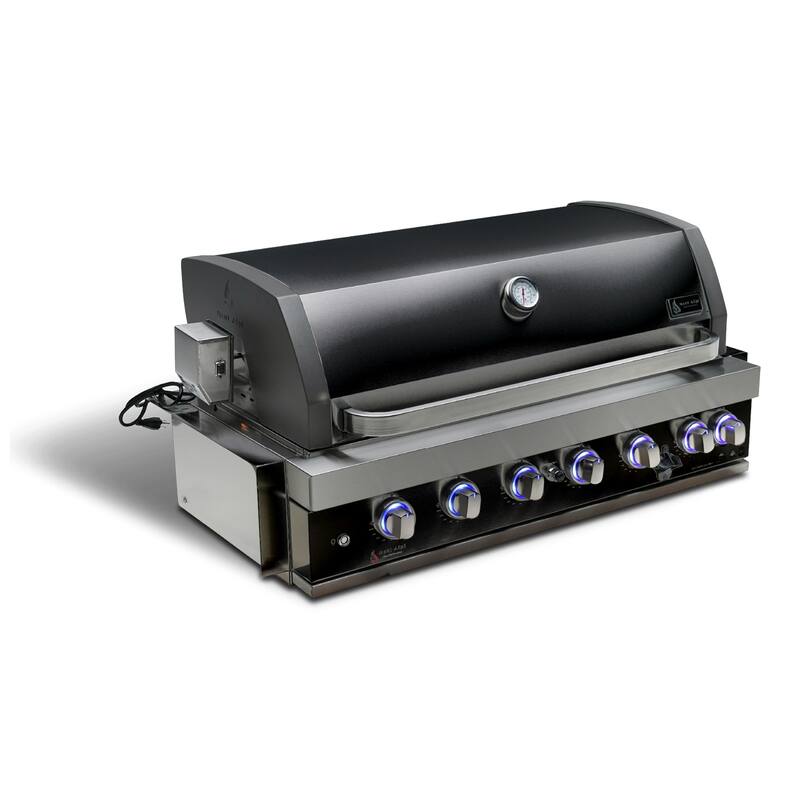 Mont Alpi MABi805-BSS-COMBO 6-Burner Black Stainless Steel Built-in Grill with Outdoor Compact Refrigerator & Accessories - N/A