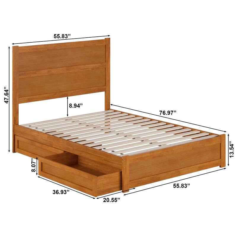 Aveline Wood Platform Bed with Matching Footboard & Storage Drawers