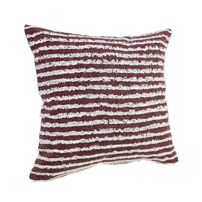 20" Red and Cream Wispy Ways Square Throw Pillow