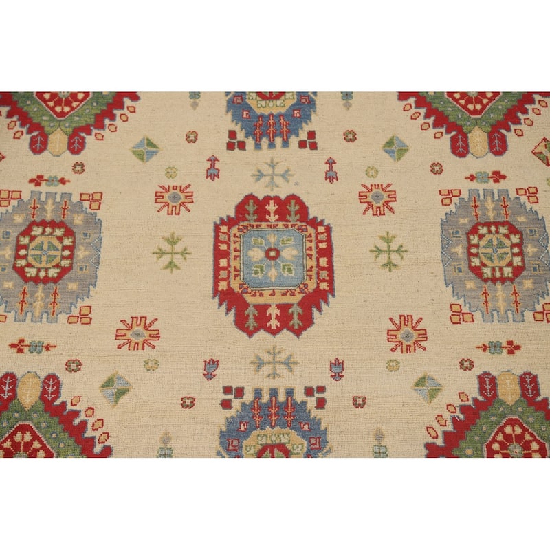 Traditional Kazak Area Rug Hand-Knotted Wool Carpet - 7'0" x 9'11"
