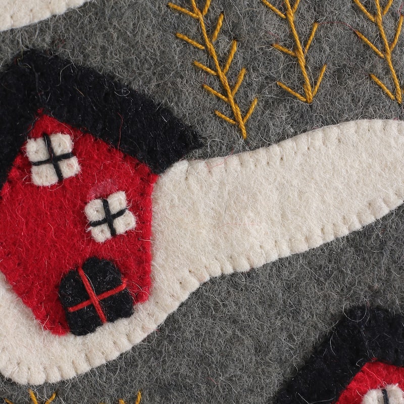 Novica Handmade Homey Season Applique Wool Felt Christmas Stocking