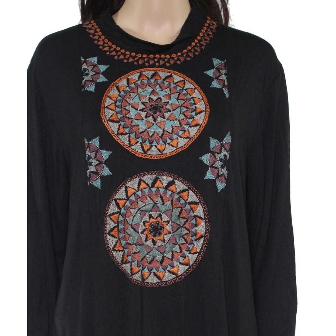 Shop Double D Ranch Womens Top Black Size Xl Tunic Embroidered