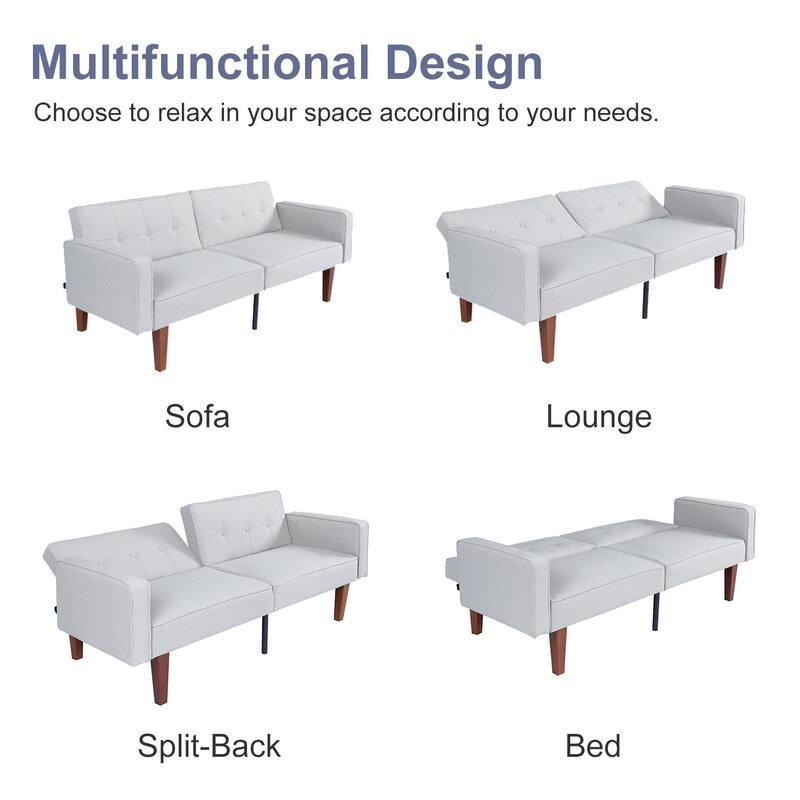 Futon Sofa Bed Couch Memory Foam Futon Convertible Couch Bed Sleeper for Living Room - 68.11"*30.11"*28.74"