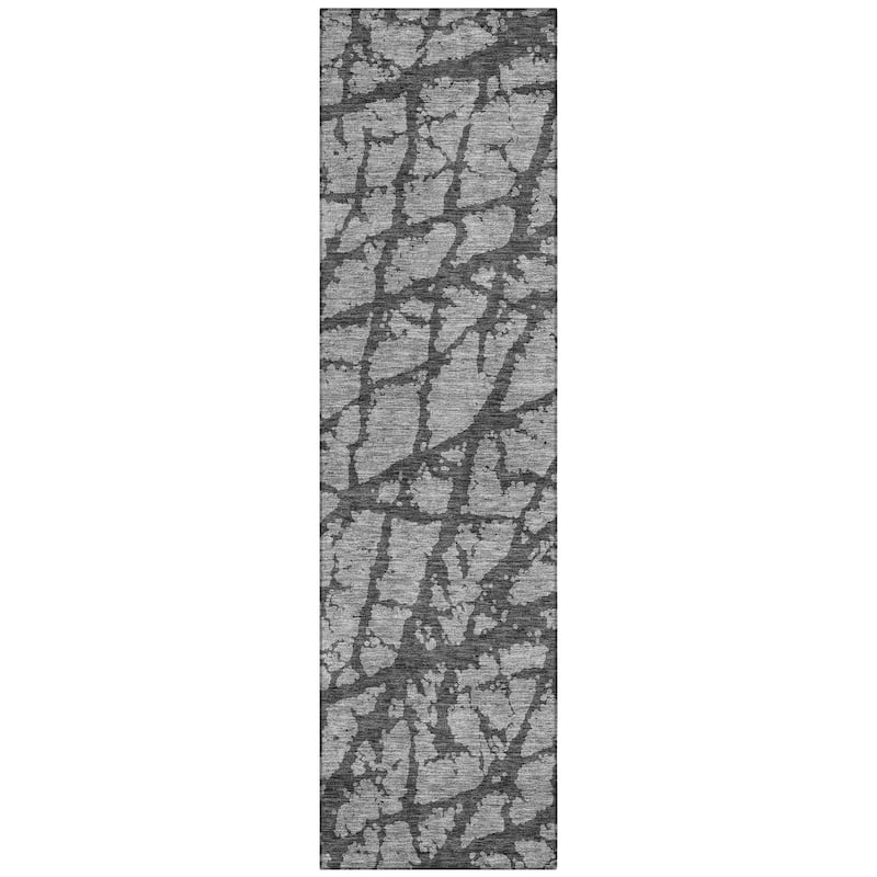 Machine Washable Indoor/ Outdoor Abstract Contemporary Chantille Rug