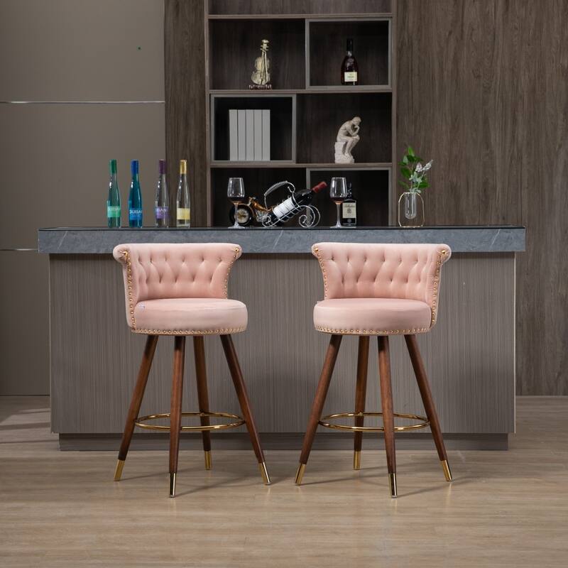 Swivel Bar Stools with Backrest Footrest - 21.85*20.08*36.02Inch