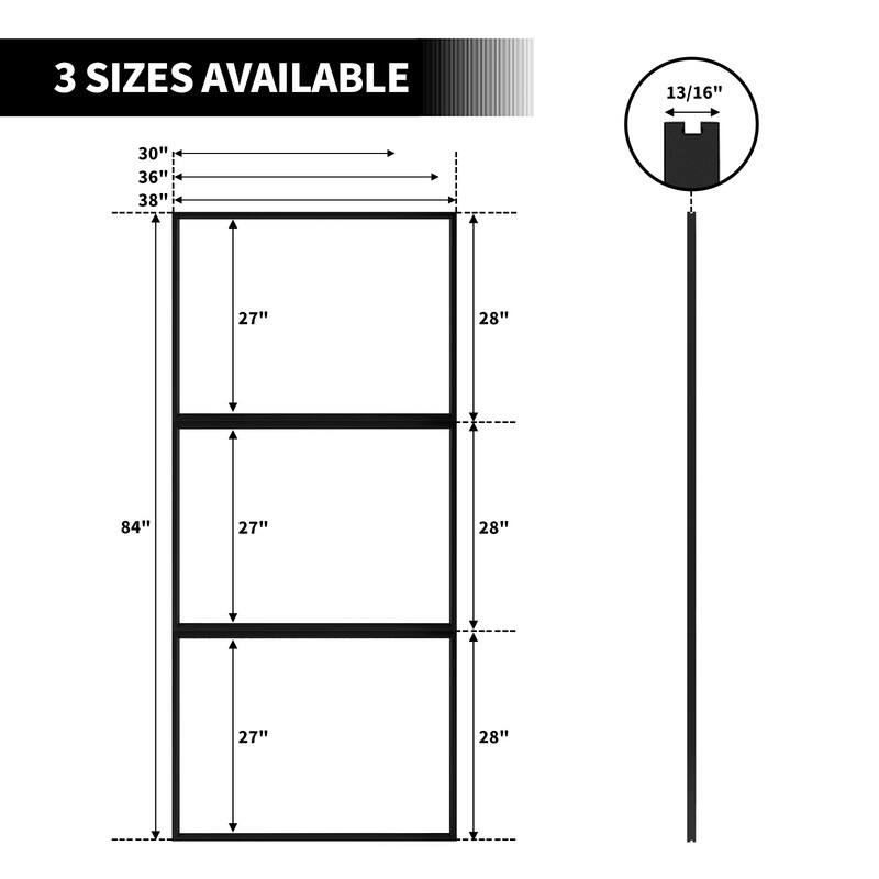 Mixoy Glass Sliding Barn Door and Hardware Included- Clear Tempered Glass,Aluminum Frame,Pre-Drilled,Soft Close