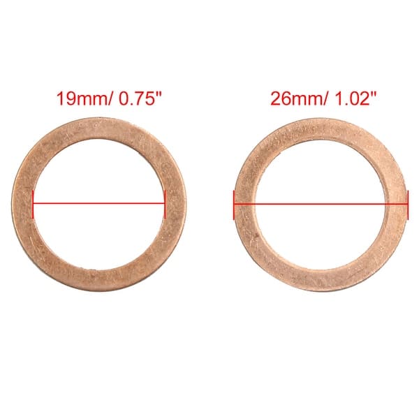 20pcs 19mm Inner Dia Copper Washers Flat Sealing Gasket O Shape Rings Copper Tone Bed Bath 6950