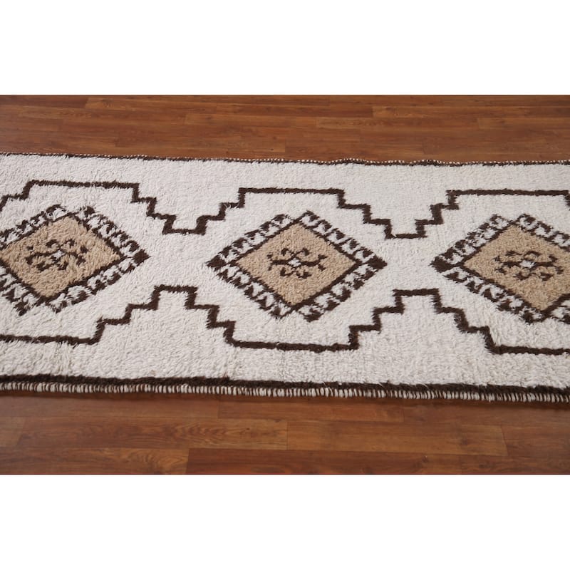 Natural Dye Tribal Anatolian Runner Rug Handmade Wool Carpet - 3'5"x 12'2"