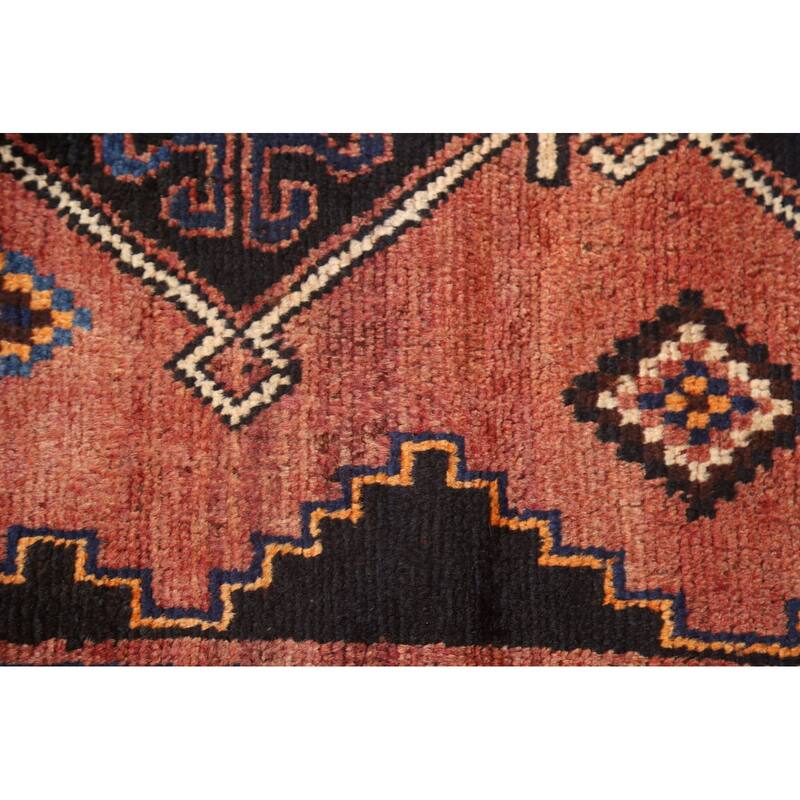 Hand Knotted Oriental 100% Wool Carpet Traditional Geometric Oranges & Rust Qashqai Area Rug - 9' 1'' X 4' 9''