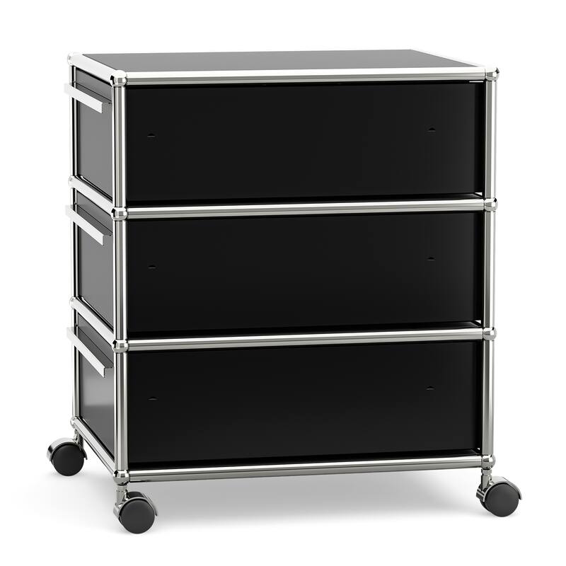 Modern 2/3-Drawer Wheel File Storage Cabinet with Stainless Metal