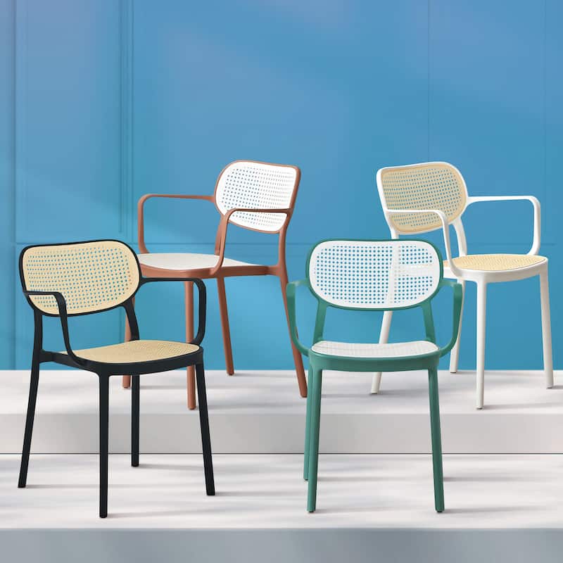 Art Leon Set of 2 Modern Stackable Indoor or Outdoor Dining Chair