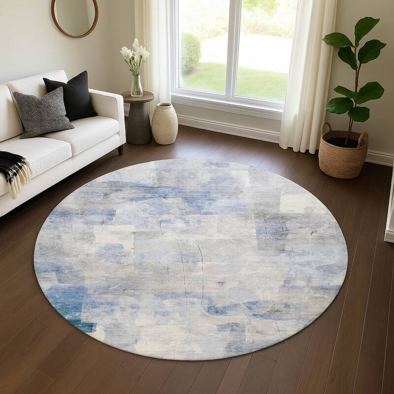 Premium Washable Super Soft Chic Modern Mayfield Rug - Denim - 8' x 8'