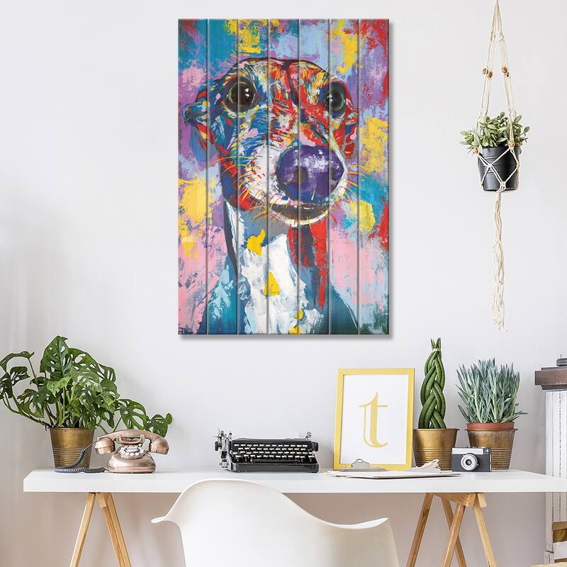 Italian Greyhound III Print On Wood by Tadaomi Kawasaki - Multi-Color