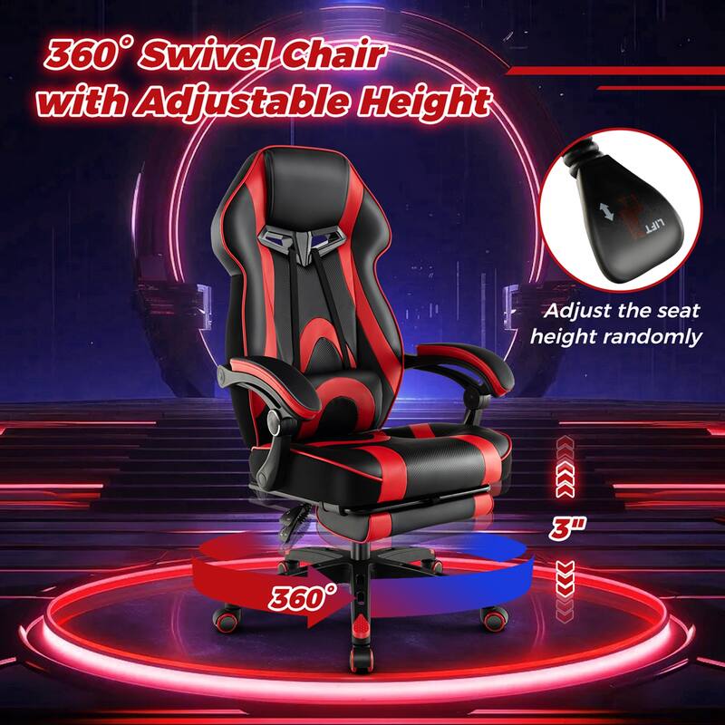 Costway Adjustable E-Sports Racing Style Chair with Padded Headrest, - See Details