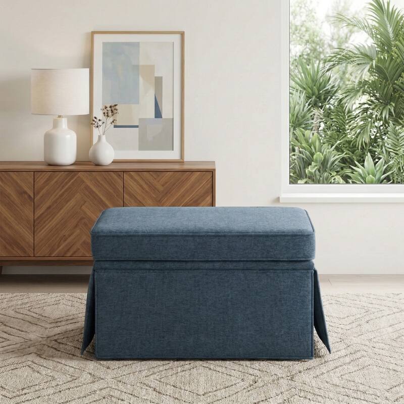 Skirted Rectangular Flip-Top Storage Ottoman
