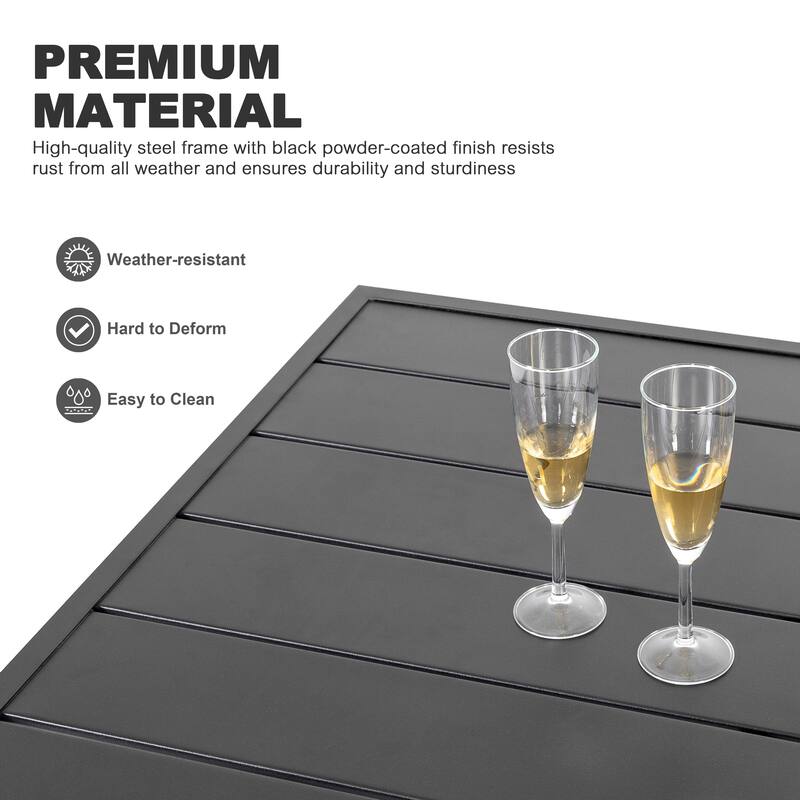 Outdoor Dining Set with Umbrella Hole, Breathable Textilene and Iron