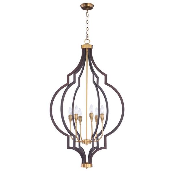 slide 2 of 2, Crest 6-light 26" Wide Steel Chandelier - oil rubbed bronze / antique brass