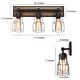 preview thumbnail 9 of 9, Ino Farmhouse 3-Light Linear Bathroom Vanity Lights Wood Grain Wall Sconce - 21"L x 11.5"H x 6" D