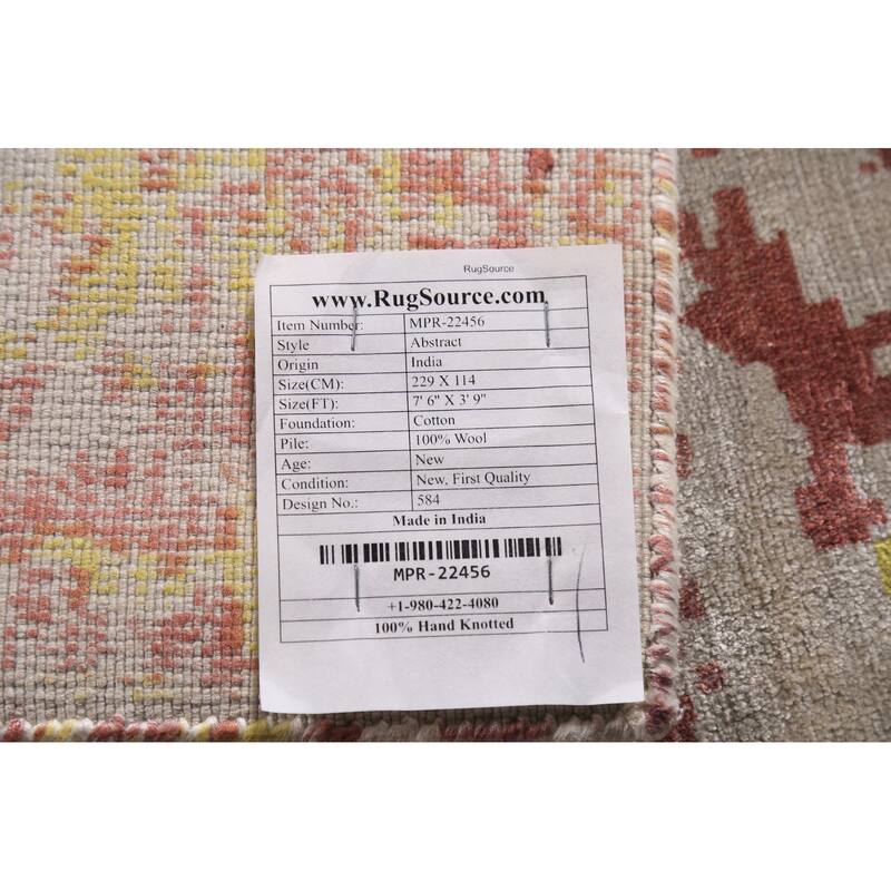 Abstract Modern Area Rug Hand-Knotted Wool Carpet - 3'9"x 7'6"