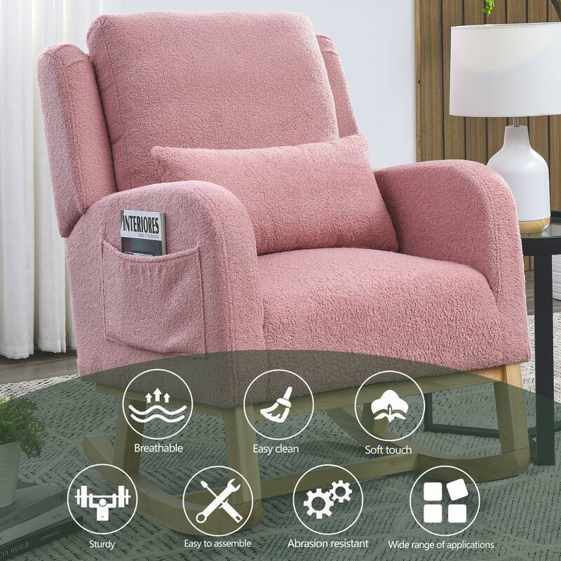 27.5 "W Modern Accent High Back Living Room Casual Armchair Rocker with One Lumbar Pillow