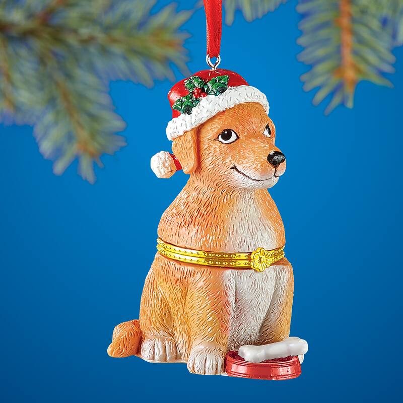 Animal Christmas Ornament Trinket Boxes - 5.130 x 4.000 x 3.880 - Tan