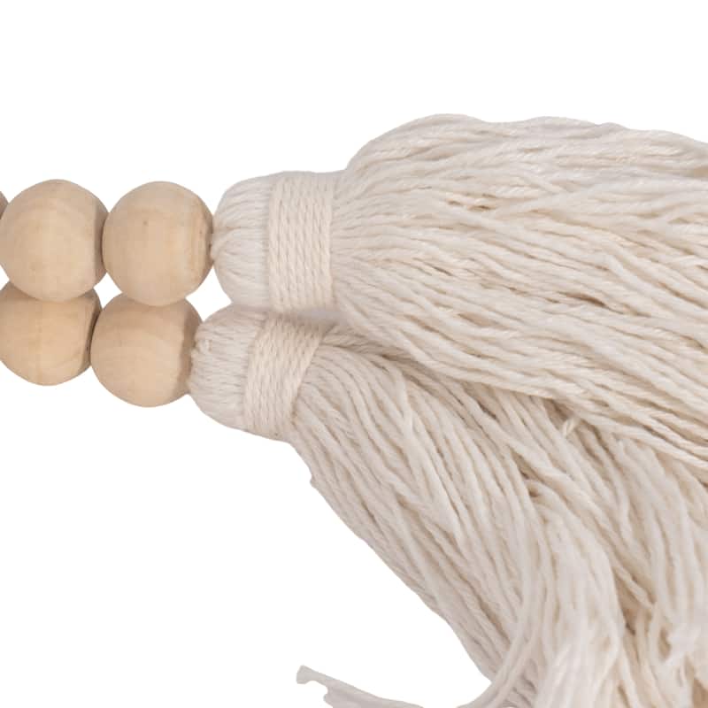 Wood Beads, Natural Finish, Bohemian Macrame Wall Decor and Home Accent for Living Rooms and Bedrooms - 45" x 1" x 1"