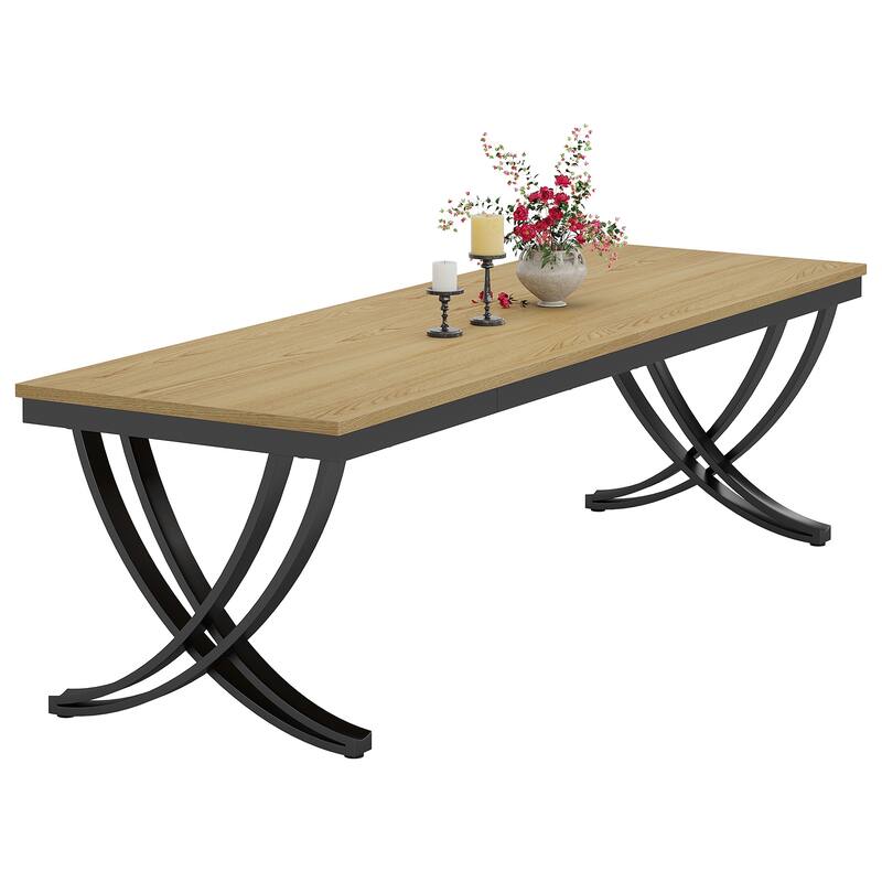 Rectangular Dining Table for 6-8 People, 78 inch Large Wood Kitchen Tables Farmhouse