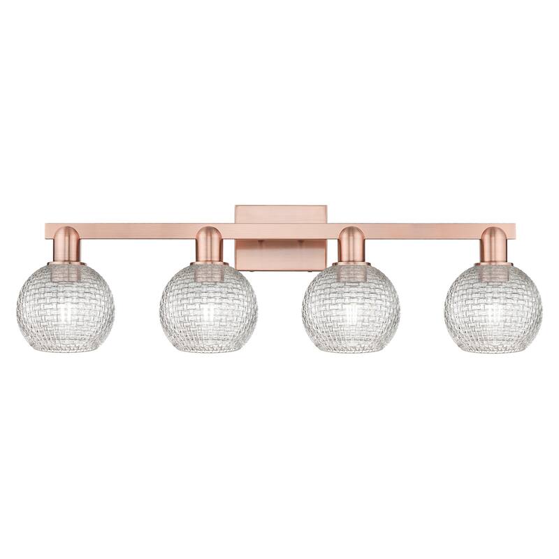 Innovations Lighting 716-4W-10-33 Athens Vanity Athens 4 Light 33" - Antique Copper / Clear Basketweave