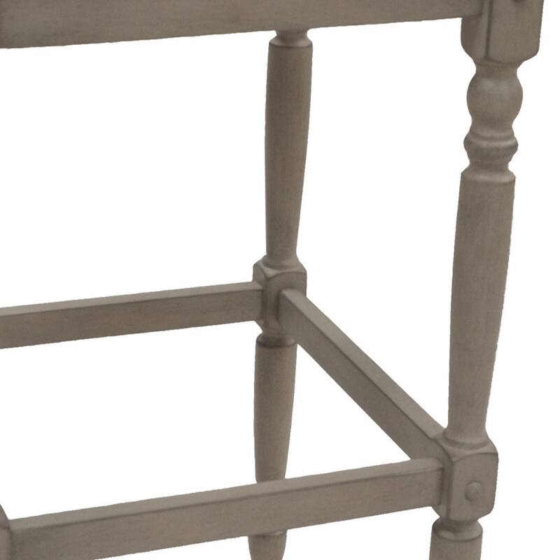 Solid Wood Rush Seat Backless Counter Height Stool with Footrest