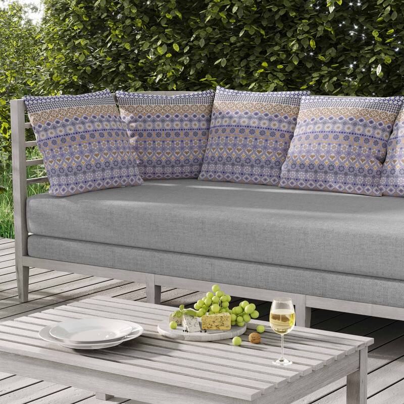 Shape Synergy Indoor/Outdoor Reversible Throw Pillow Blue and Gray